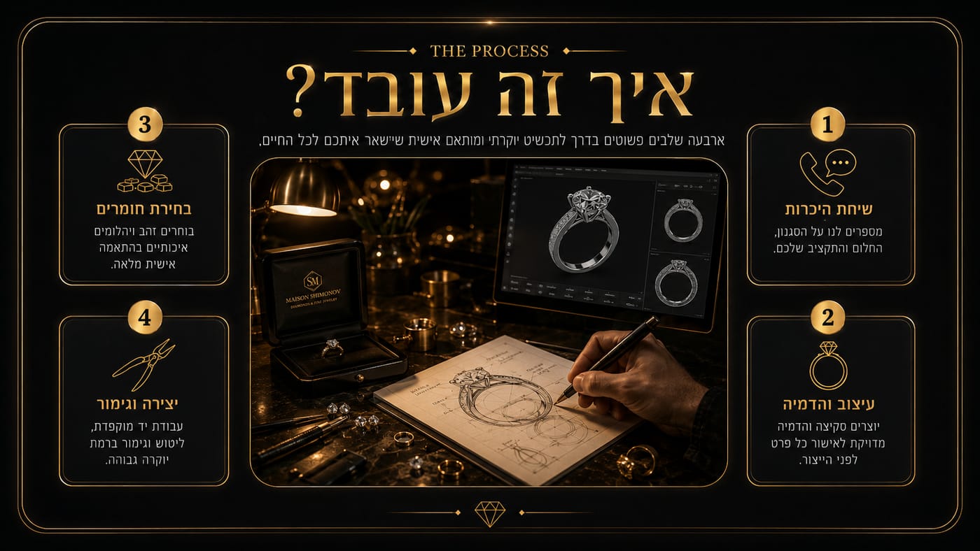תהליך יצירת תכשיט אישי ב-Maison Shimonov — 4 שלבים
